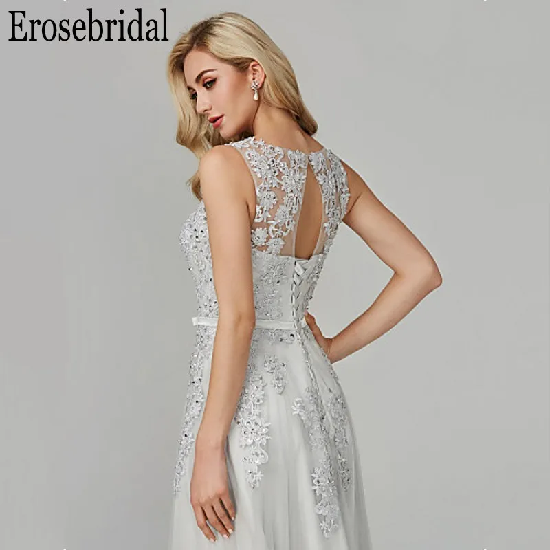 Erosebridal Элегантные Формальные платья Вечерние серые кружевные вечерние с бисером