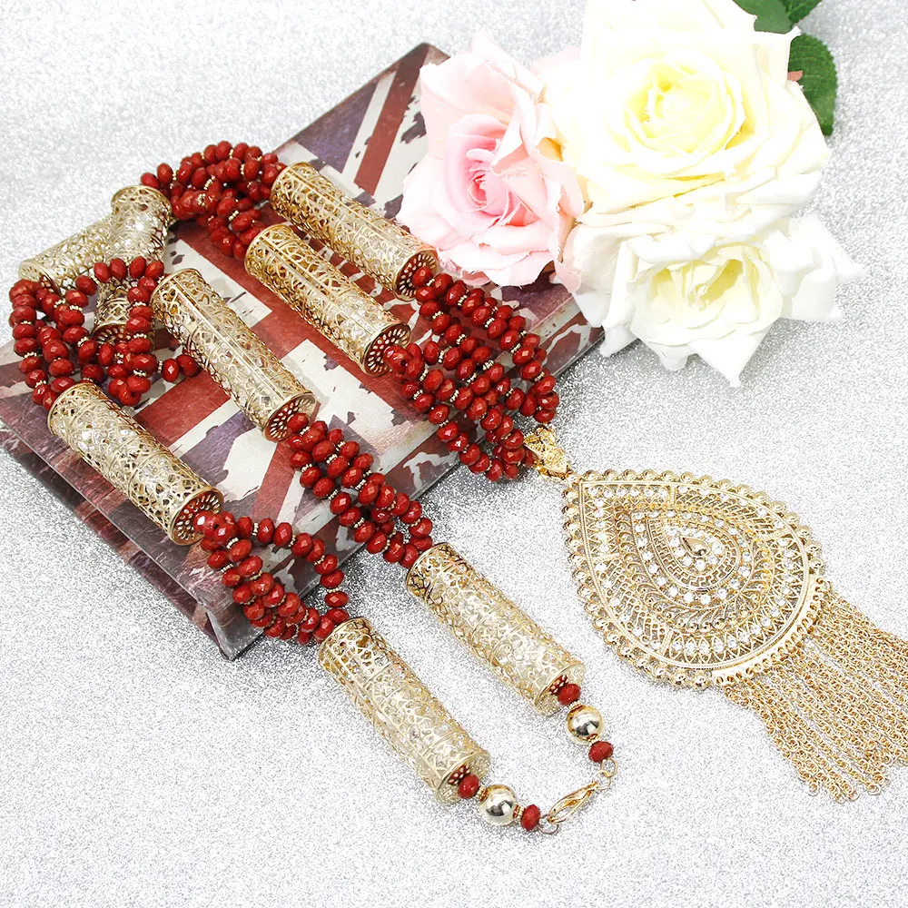 Sunspicems золотой цвет свитер цепочка украшенная бисером ювелирное изделие для