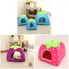 Новый моющийся домик в форме клубники для домашних животных, собак, кошек, щенков, пещера, милая моющаяся подушка в форме клубники, домашняя кровать, домики, питомники