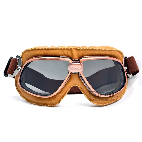 Smoking Lens Винтажные мотоциклетные очки для мотокросса Пилот Мотоцикл MX летные защитные очки кожаные очки atv Ретро шлем для велоспорта питбайк - Цвет: Smoking Lens
