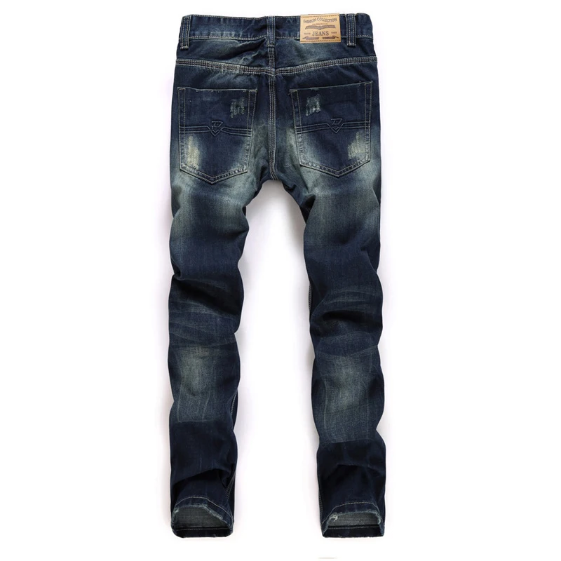 Мужские джинсы модные с дырками всесезонные прямые брюки ностальгические