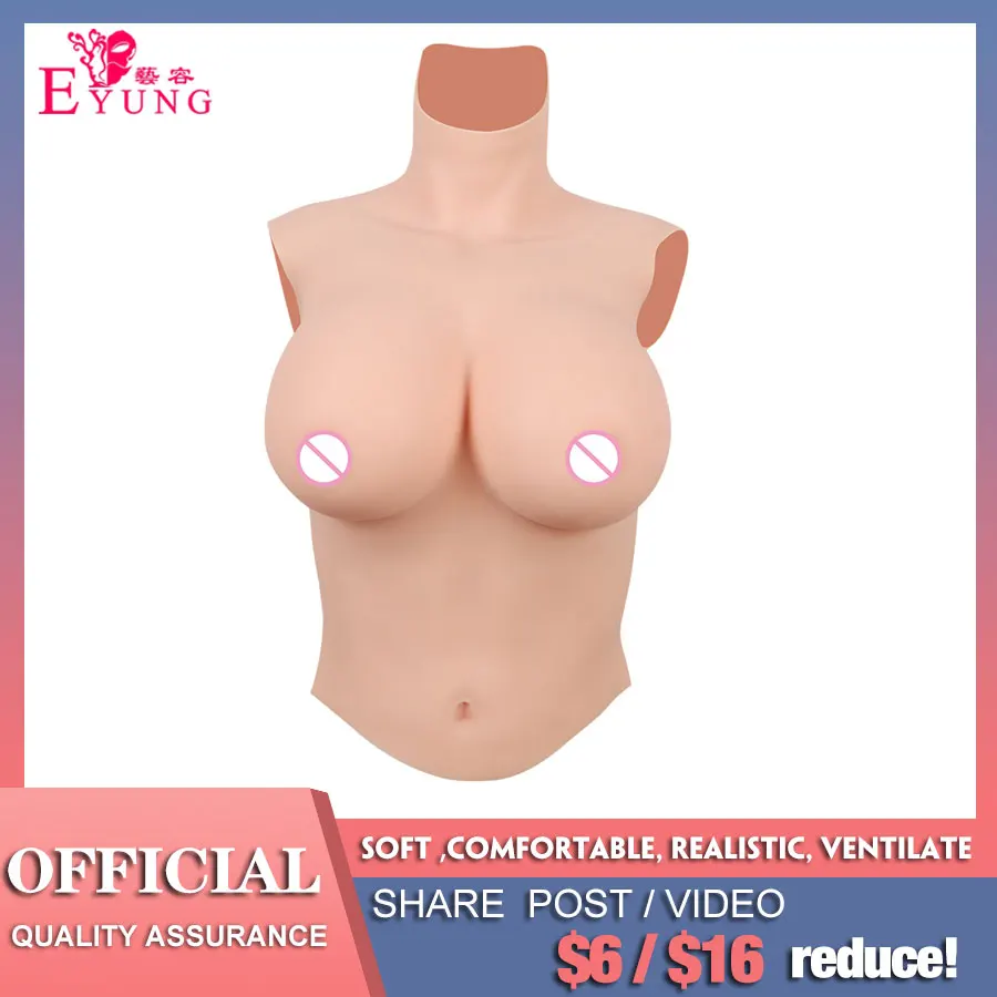 

Eyung Fake Boobs Elastic Cotton Filled Half Body Huge G Cup Breast Tits For Crossdresser Transgender Drag Queen Sissy Tranvestis