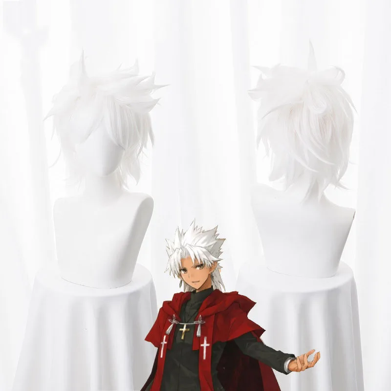 

Парик для косплея аниме Fate/Apocrypha Amakusa Shirou Tokisada, для костюма судьбы, великолепного мужчины, Короткие Серые парики для вечевечерние, Широ котом...