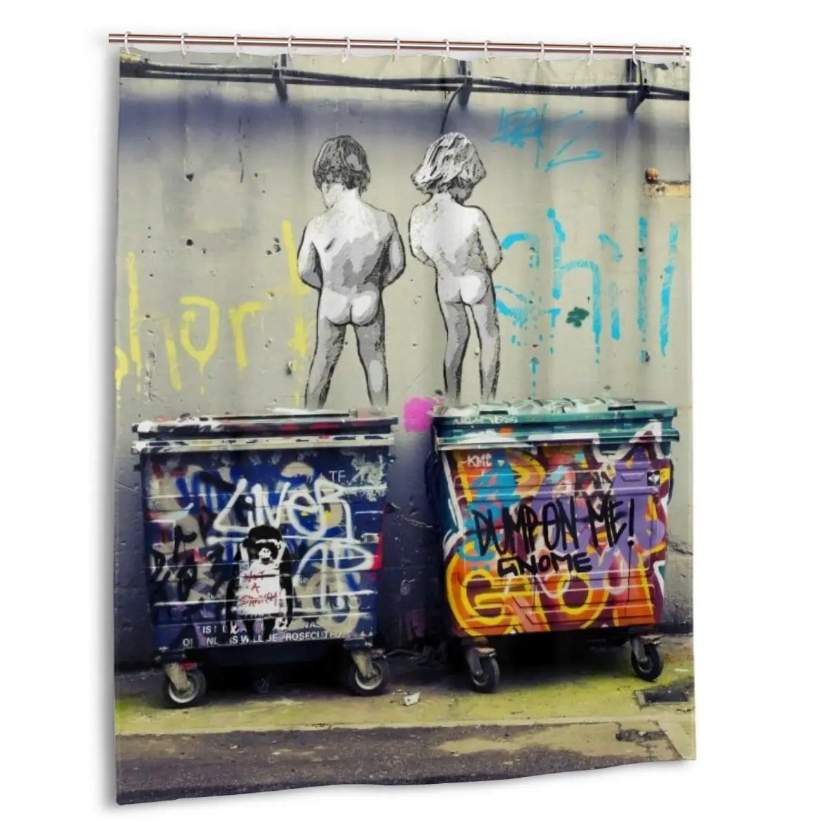 

Banksy Canvas Printing Bath Curtain Decorations