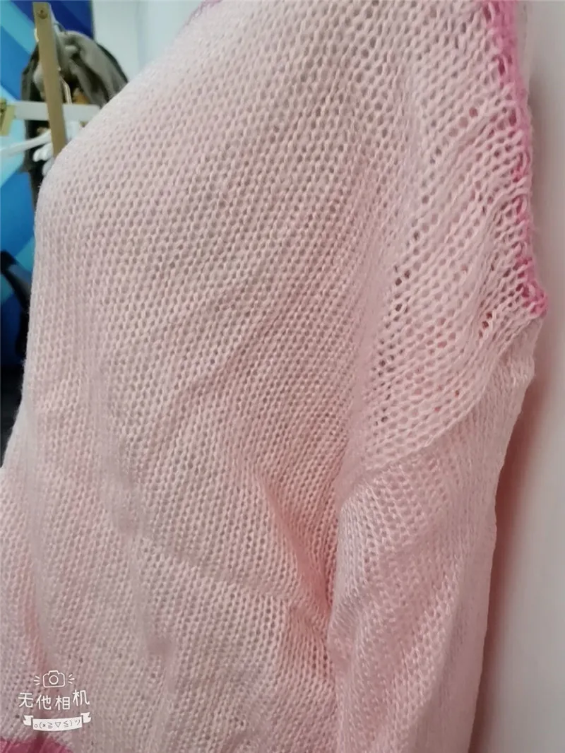 

sweater casual women 2020 korean style chic Mohair sweet pink knitted sweaters loose patchwork pullover jumper