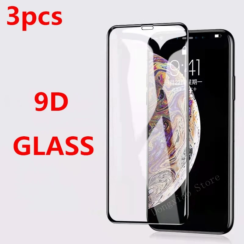 

9D 3Pcs Tempered Glass For iPhone 11 12 13 Pro Max Screen Protector For iPhone X XR XS Max 8 7 6 S Plus SE2020 Full Cover Glass
