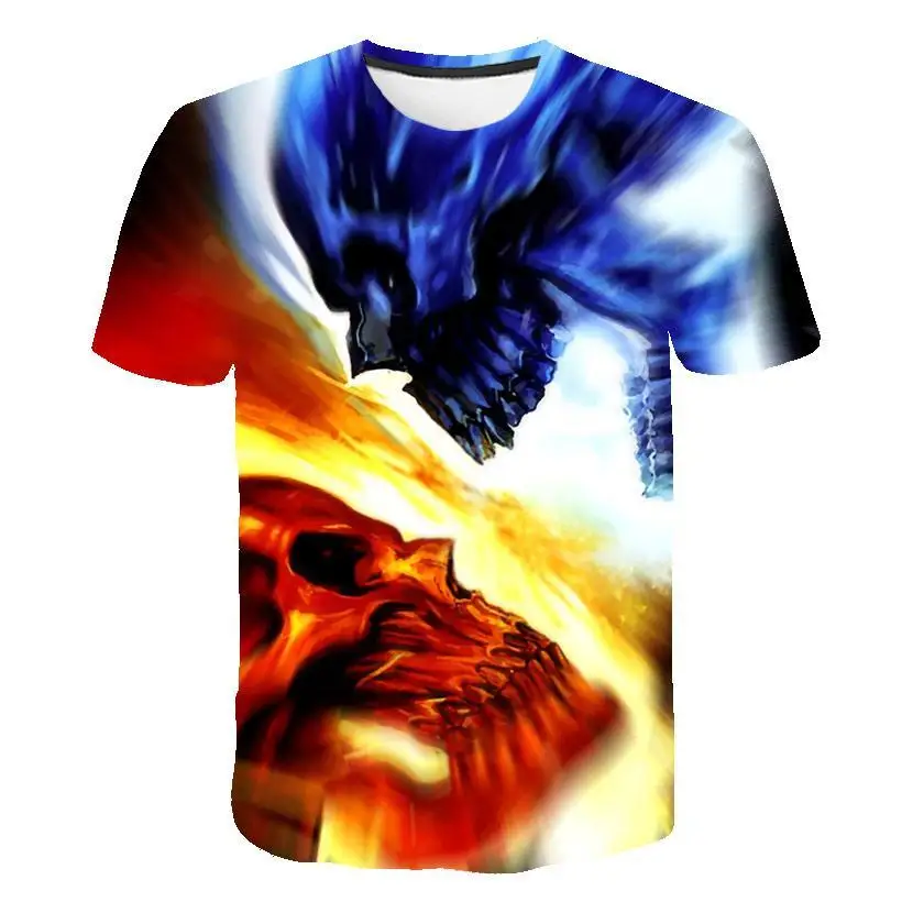 

3d T -Shirt 2020 Summer New Men'S T-Shirt 3d Skull &Flame Fashion Short-Sleeved Tops Street Round Neck T-Shirt Unisex Casual Top