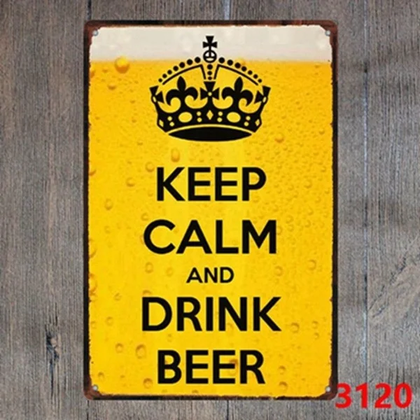 

Metal Tin Sign Keep Calm and Drink Beer Bar Decor Sign Vintage Style
