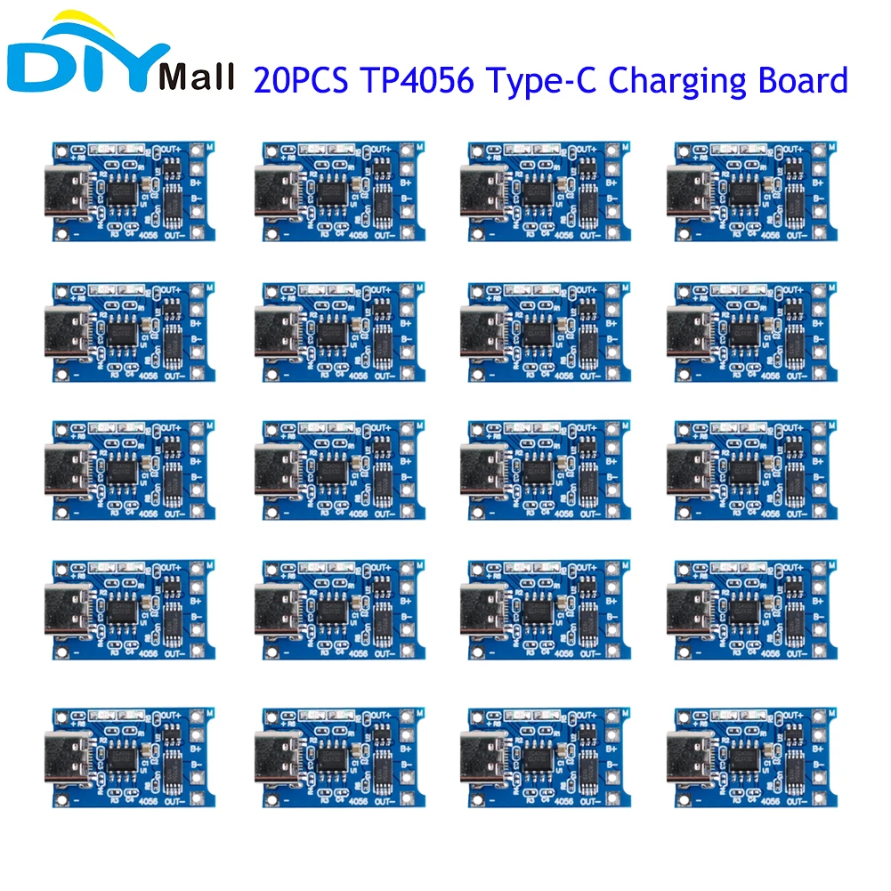 

20PCS Type-C 5V 1A 18650 TP4056 Lithium Battery Charger Module Charging Board With Protection Dual Functions 1A Li-ion good