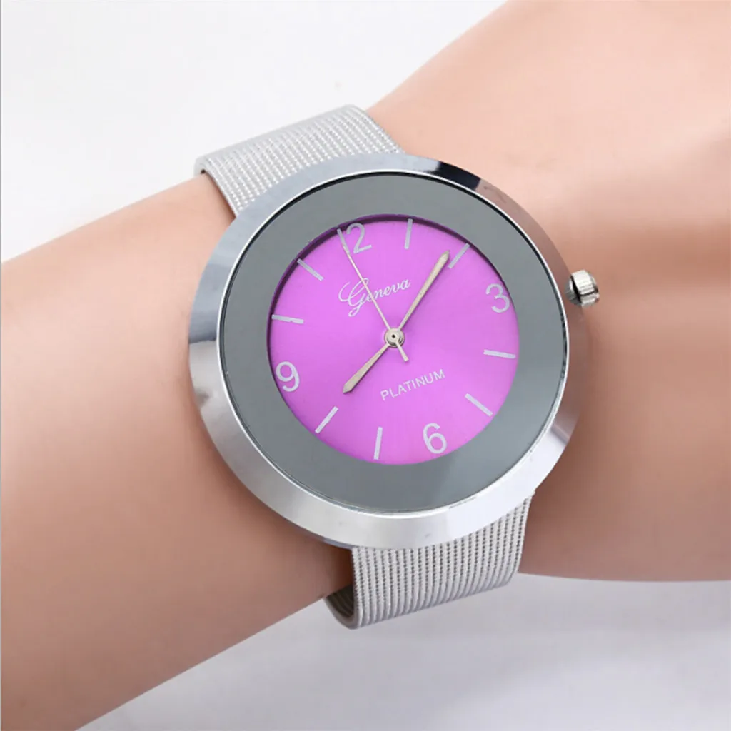 Часы наручные женские с браслетом из нержавеющей стали модные простые