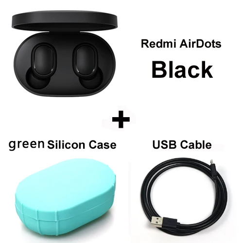 Xiao mi Red mi AirDots bluetooth наушники mi ni True mi Беспроводные Bluetooth 5,0 наушники DSP активные наушники с шумоподавлением - Цвет: add cable green case