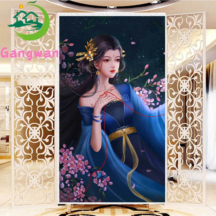 

Diamond Painting full Square Round flower Woman Cross Stitch Kit DIY Embroidery Portrait Classical girl Picture Mosaic Handmade