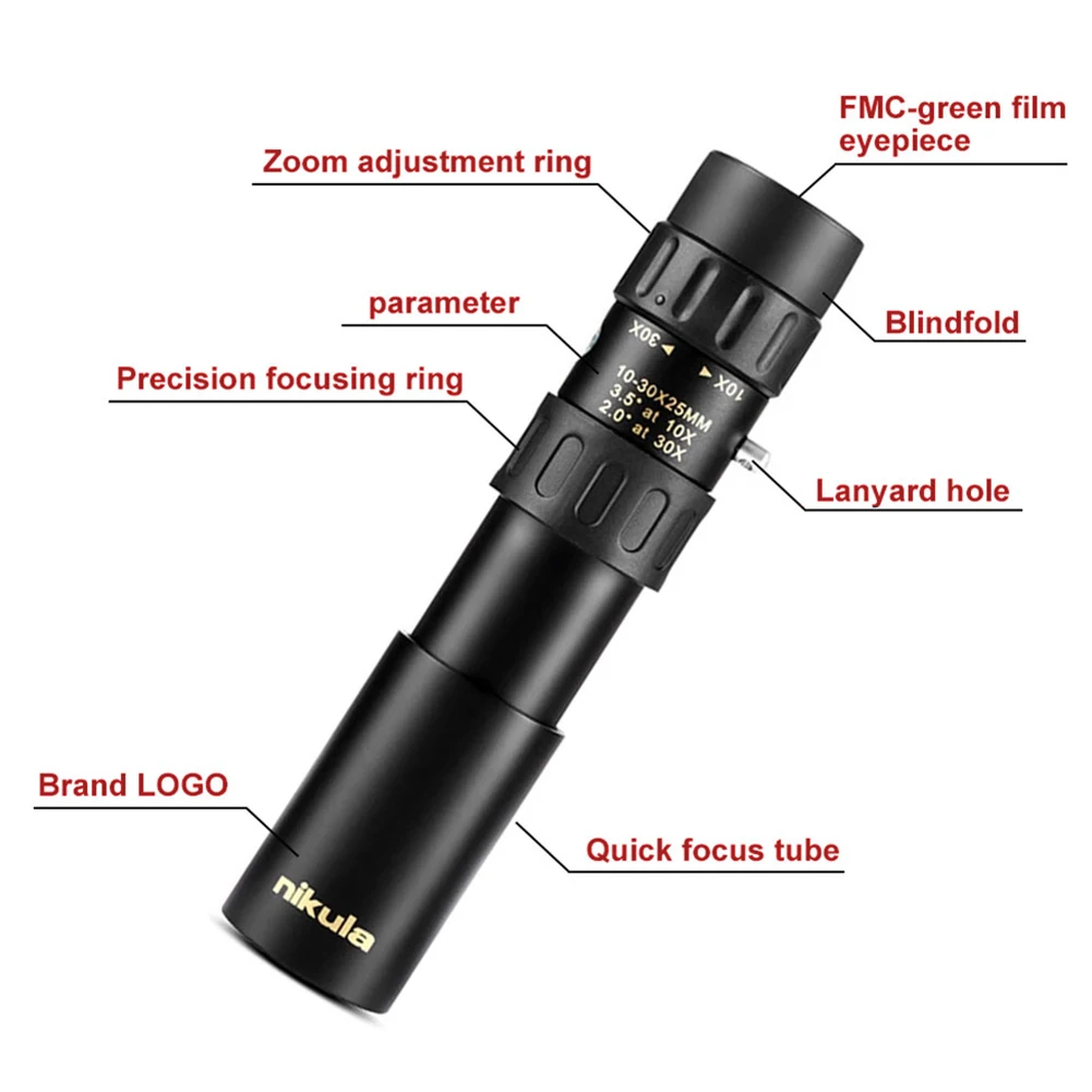 Телескоп для телефона Монокуляр с зумом выдвижной телескоп объектив 4k 10-300x40 мм