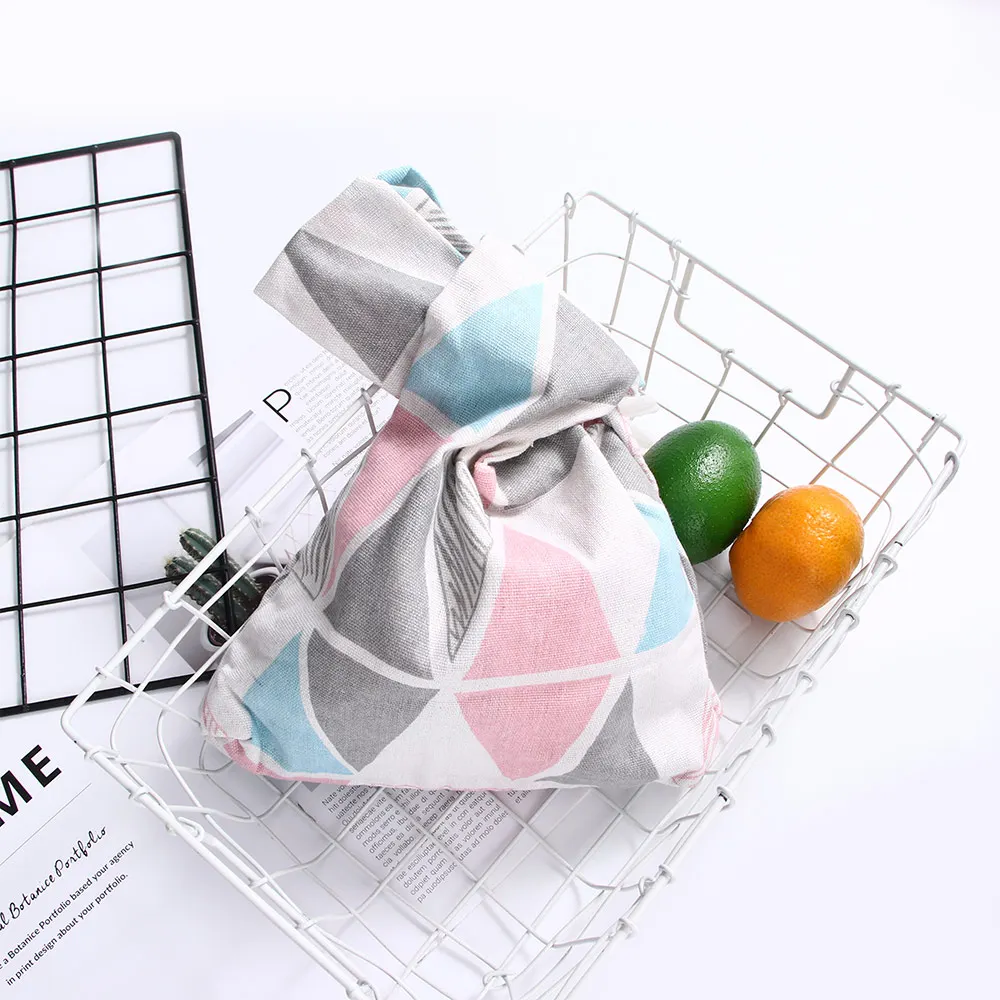 Сумочки в японском стиле сумка на запястье с узором виде растений квадратная