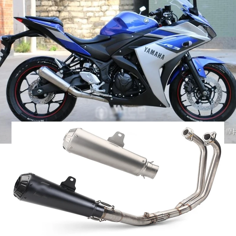 MT-03 YZF-R3 R25 AK Motorcycle Full System Exhaust Muffler Escape moto Contact pipe Slip On For Yamaha YZF R3 R25 MT03 2014-2019