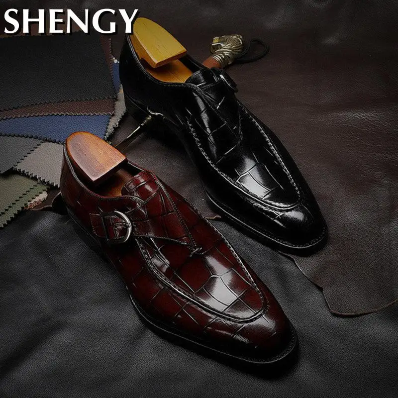 2020 Мужская обувь Роскошные кожаные туфли с низким берцем Свадебные острым носком