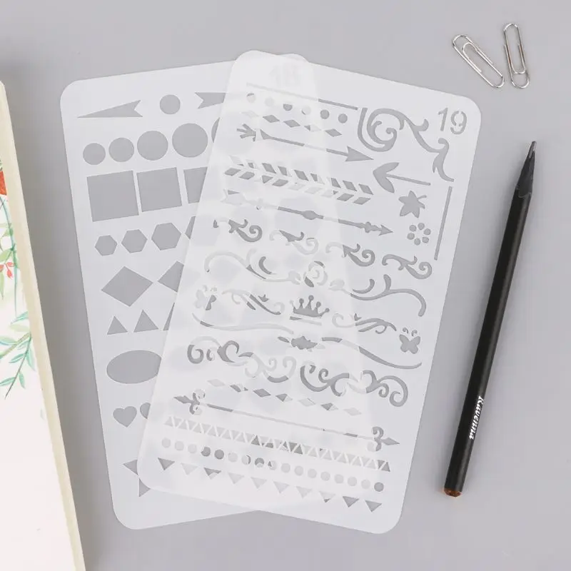 20Pcs Bullet Journal Stencil Set Plastic Planner DIY Drawing Template Diary Decor Craft