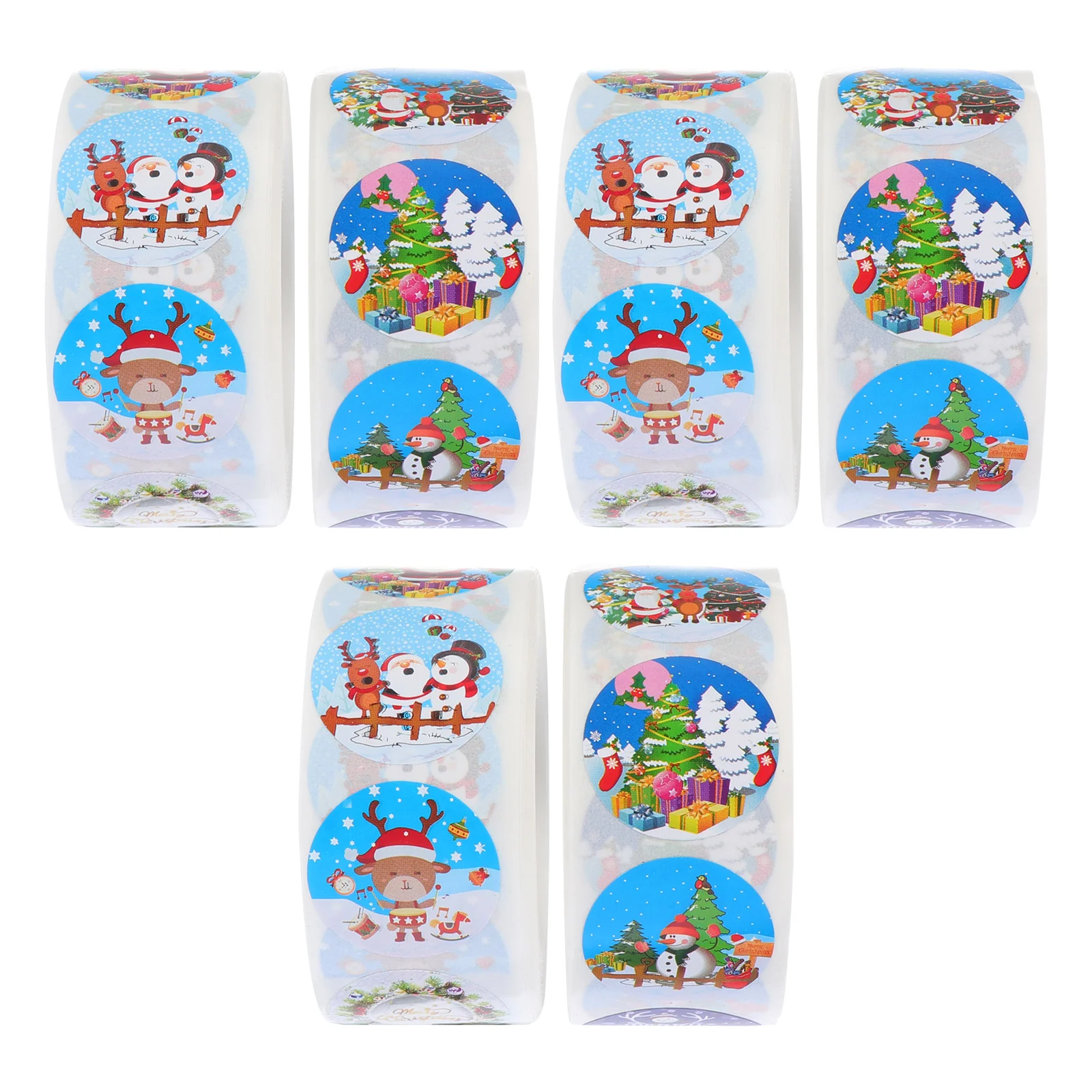 

6 Rolls Christmas Sealing Stickers Cartoon Gift Wrapping Stickers Label Decals