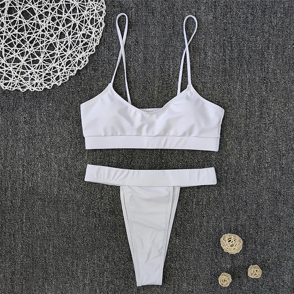 

SAGACE Bikini Push Up Woman Sexy Solid Sling High Waisted Swimsuit Summer Female Fashion Two Piece Beachwear Bathing Suit