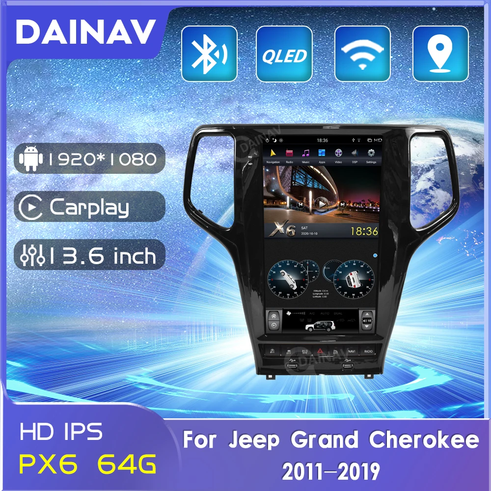 

13.6 inch 2 Din Android Car radio auto GPS Navigation For Jeep Grand Cherokee 2011-2019 stereo Player DVD Multimedia System HD