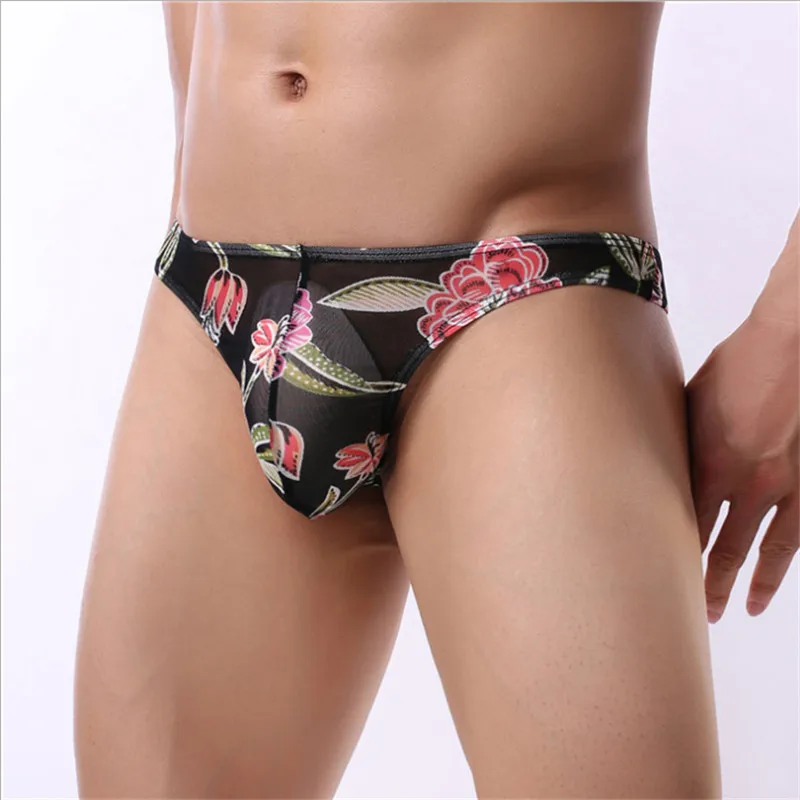 Самые Сексуальные мужские стринги с цветочным принтом бесшовные T прочные и
