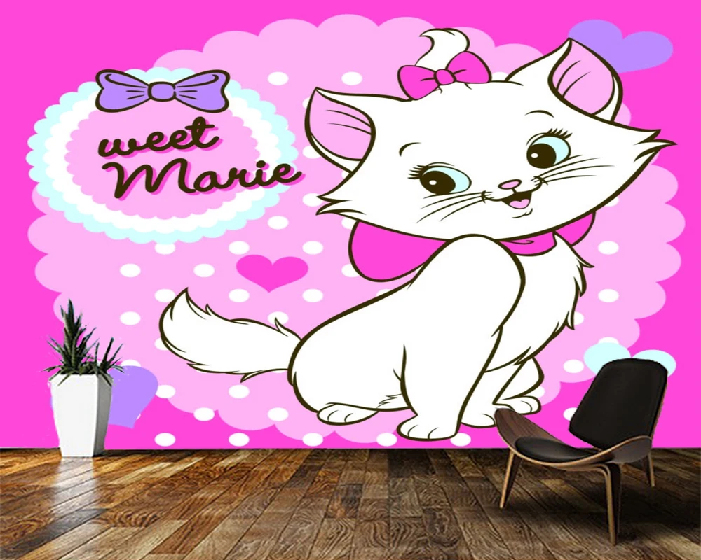 Пользовательские papel де parede infantil мультфильм милый кот Фреска для гостиной