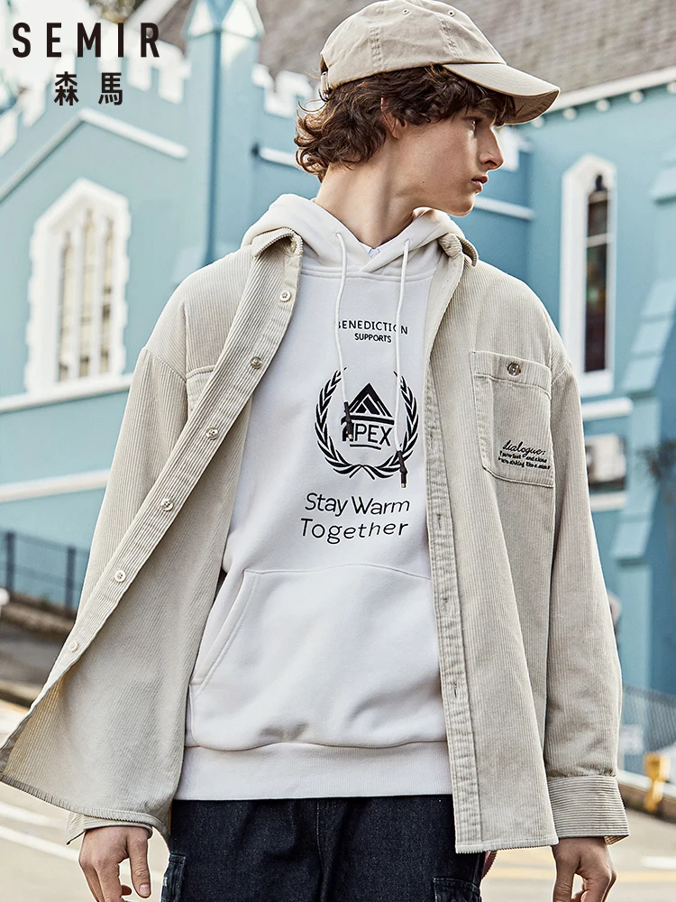 Мужская Вельветовая рубашка SEMIR Повседневная Свободная с длинными рукавами и