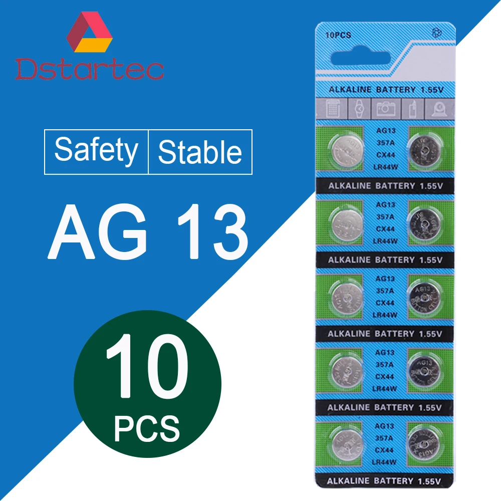 Батарейки для часов 10 шт. 30 мА/ч 1 55 в AG13 LR44 L1154 RW82 RW42 SR1154 SP76 pila SR44 батарейки игрушек