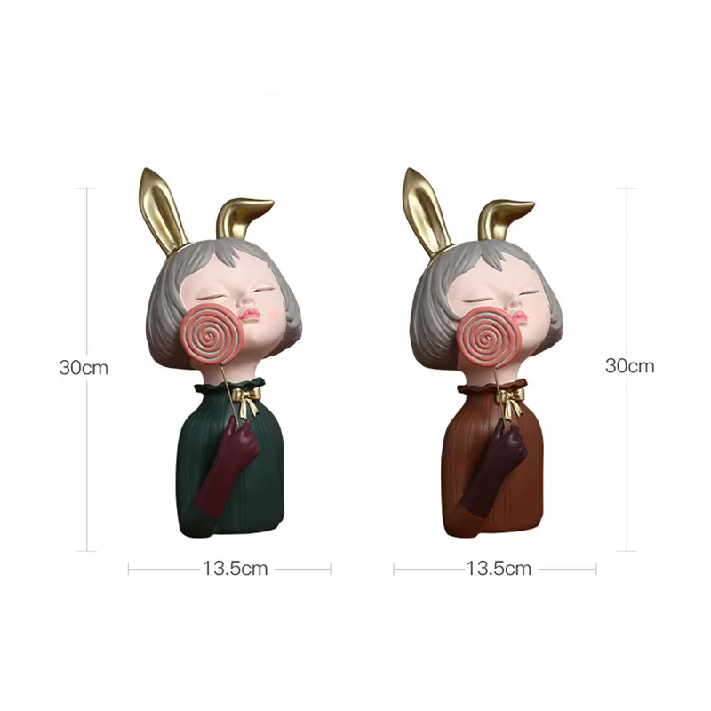 

Nordic Style Cute Candy Girl Resin Figurines Ornaments Home Livingroom Desktop Sculpture Crafts Creative Exquisite Birthday Gift
