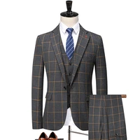 blazers pants vest sets 2022 spring autumn new fashion suits mens casual business plaid 3 piece suit jacket coat trousers
