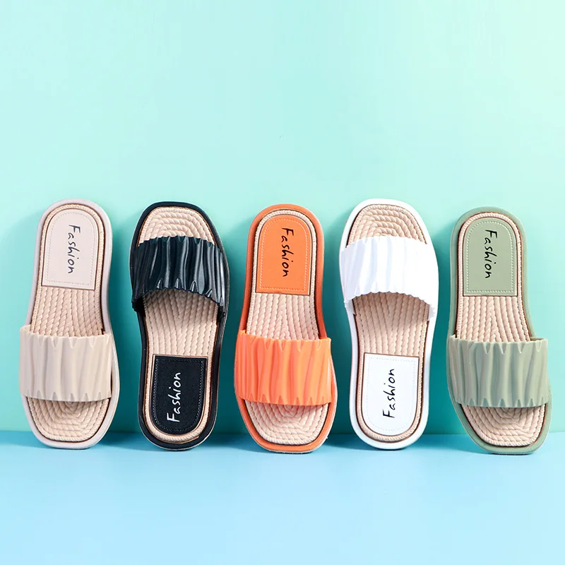 

Slippers Women Fashion Summer Non-slip Sandals Shoes Beach Slides High Heels Shower Slipper Soft Sole Women Ladies Bathroom 2021