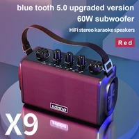 xdobo x9 outdoor karaoke speaker 60w high power portable bluetooth speaker ipx5 waterproof subwoofer sound system bass column tf