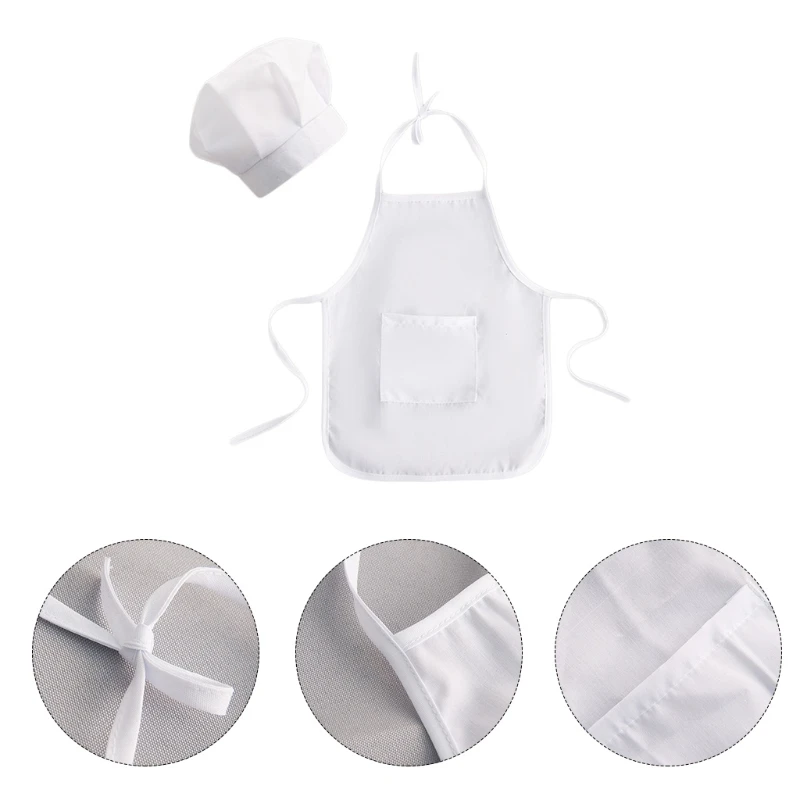 

Infant Baby White Chef Costume Kitchen Hat and Apron Set Cosplay Photo Props