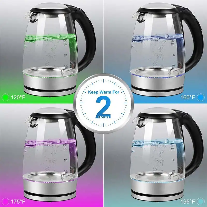 

1.7L Glass Electric Kettle Off Automatically Auto-Power Off Stainless Steel Anti-Hot Electric Kettle Household Kitchen