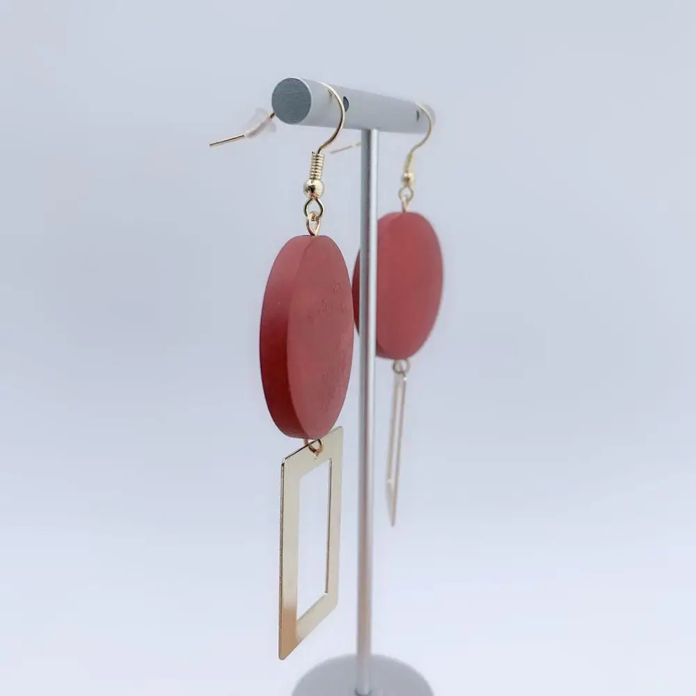 Новые золотые деревянные серьги модные ювелирные свадебные подарки для