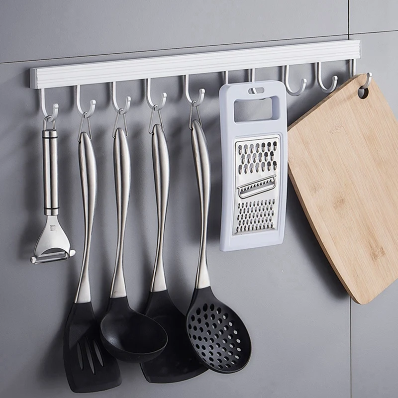 Estante de pared con gancho para cocina, barra de especias, colgador de almacenamiento montado en la pared, organizador para ba&ntilde;o, 2 piezas-1