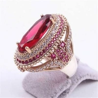 red turkish wedding engagement ring jewelry fashion yellow gold color women ring for women fashion jewelry