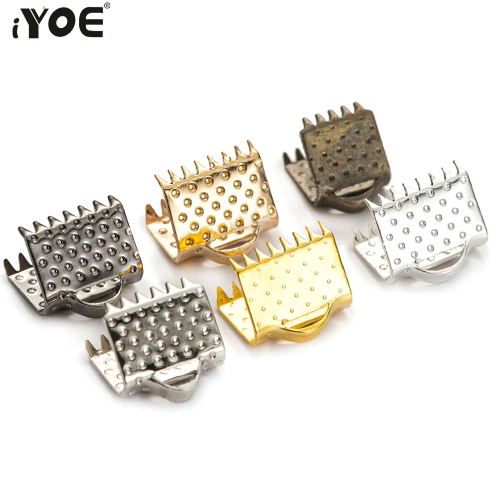 50pcs/Lot 6-40mm Wide Crimp End Fold Cove Clasps Leather Cord Caps Connector Chain for DIY Making Bracelet Jewelry Findings | Украшения и