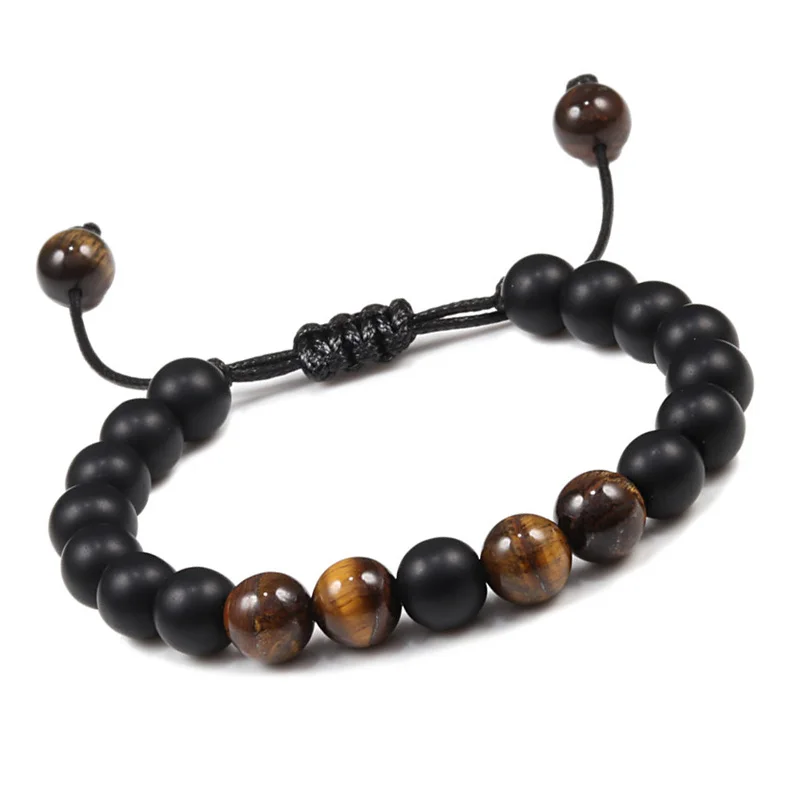 Браслет с подвеской из искусственного камня 8 мм для мужчин и женщин регулируемый