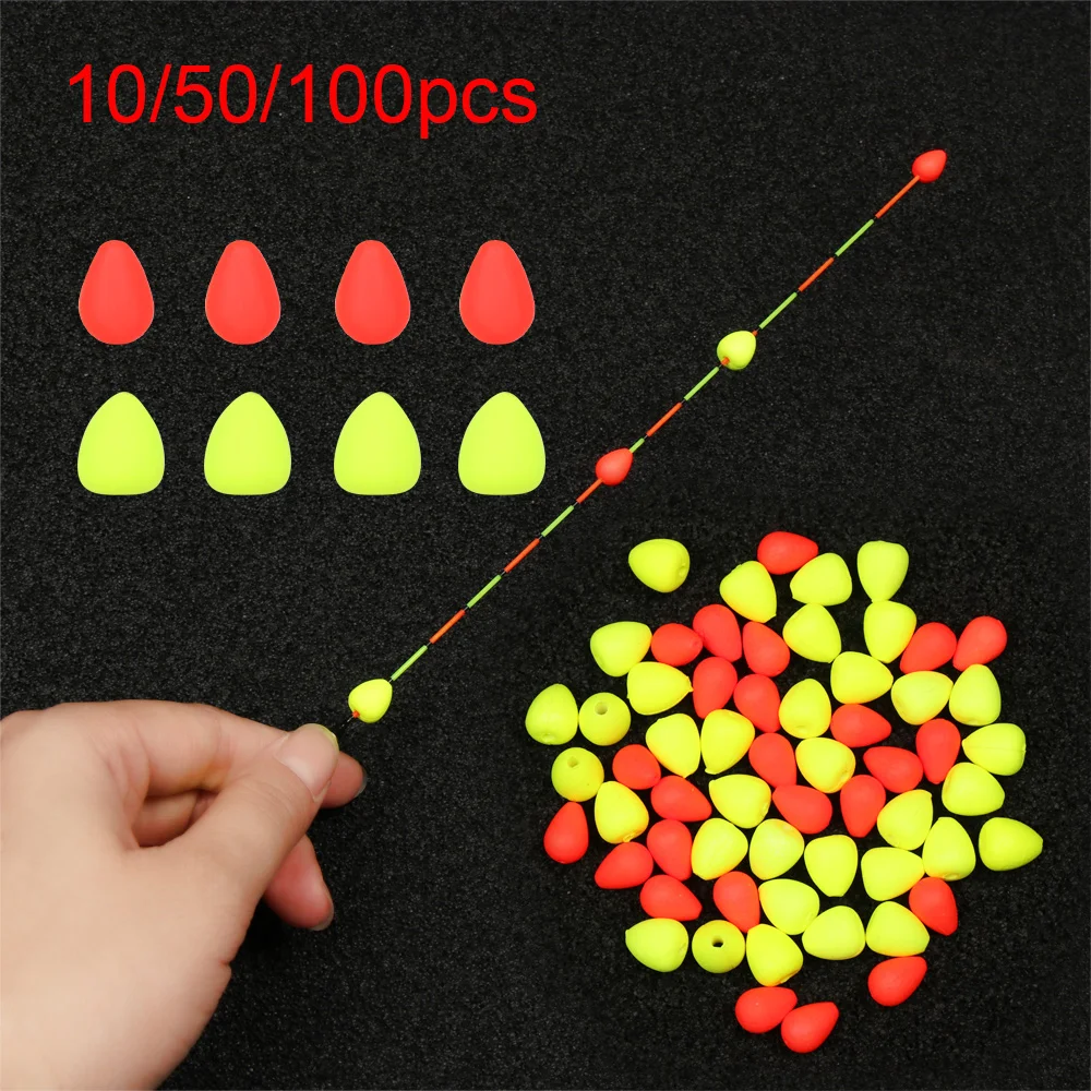 

10/50/100PPCS Float Tail Eye-catching Beans Moveable Float Tail Signal Sender Visualable Beans Red/Yellow Fishing Tackle Tools
