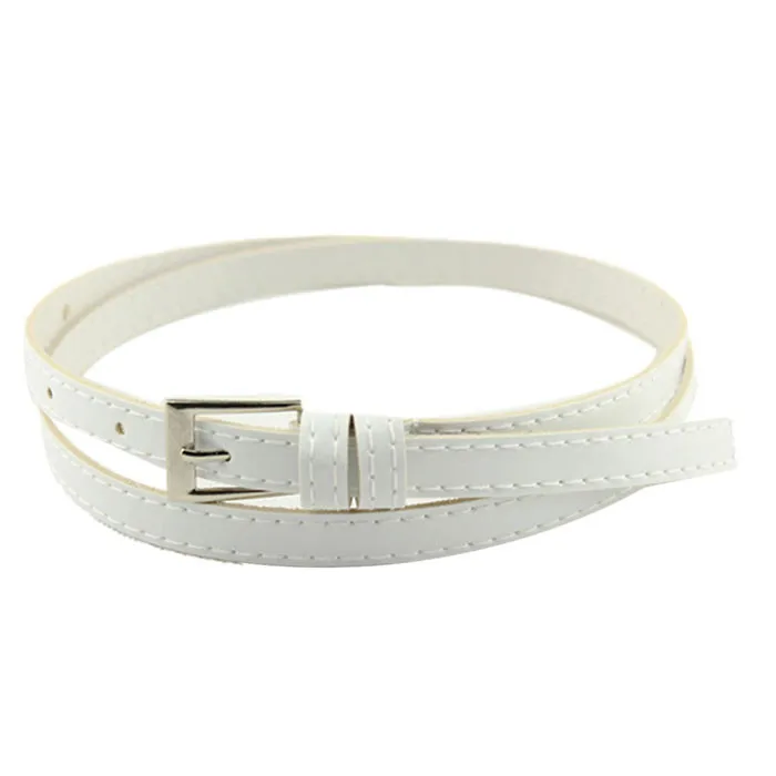 

Hot Sale Beautiful Belt Woman Multicolor Small Candy Color Thin Leather Belt Girl's Candy Belt with Fine Belt