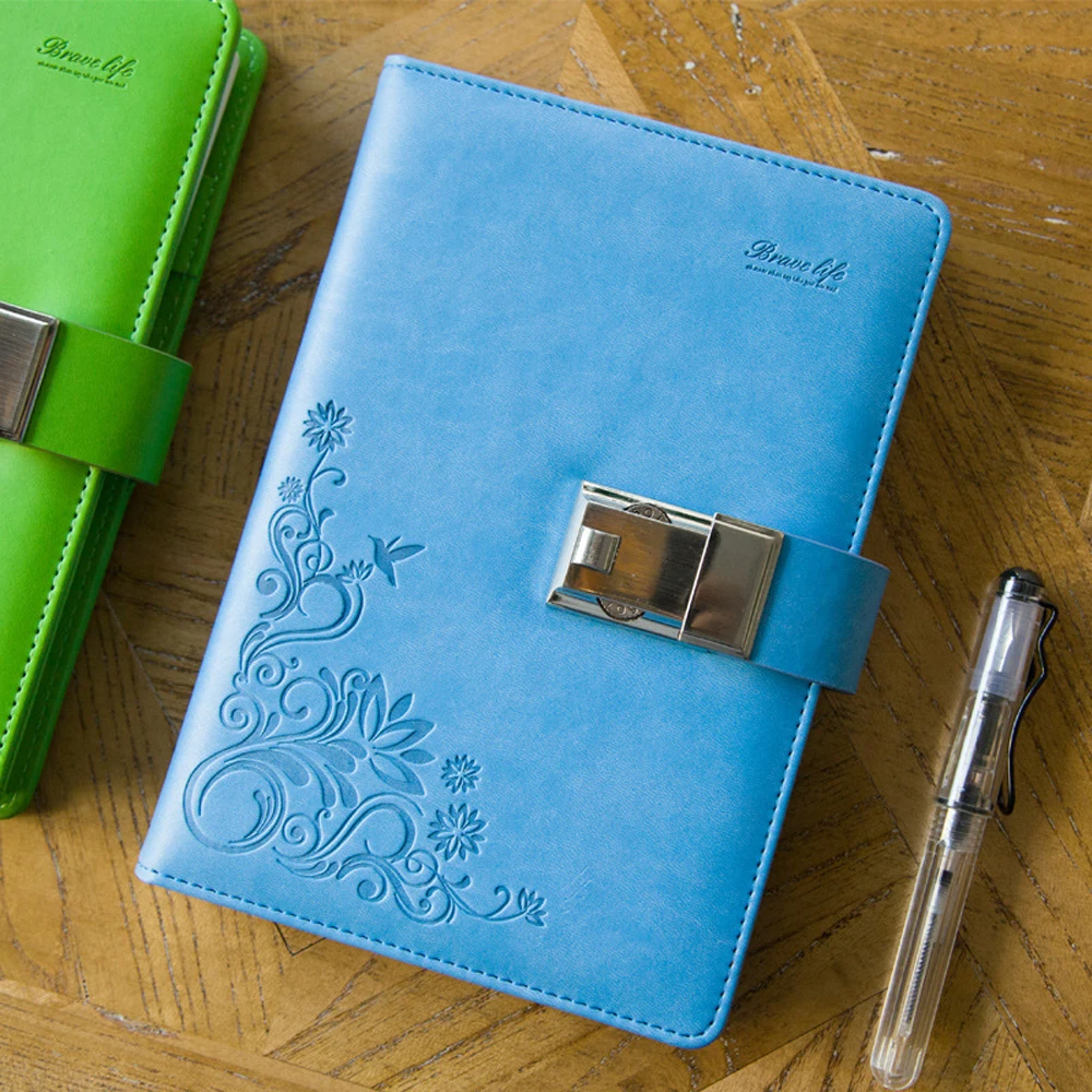 

TATCAT A5 Faux Leather Notebook With Lock, 120 sheets Line pages( pen not included), TPN142