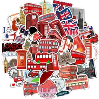 103050pcs london red bus phone booth sticker school student diary hand ledger stationery mobile phone guitar decoration toys