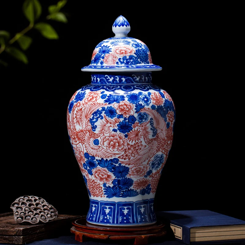 Jingdezhen античная Ручная роспись сине-белая глазурованная красная керамическая