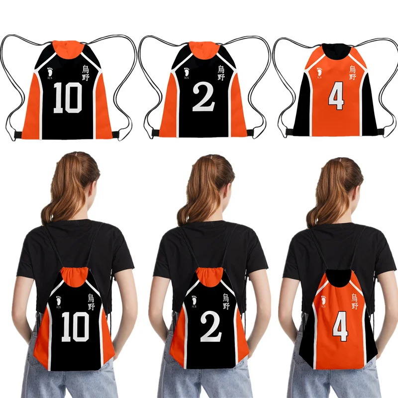 

Haikyuu!! Bunch Bag Hinata Shoyo Bags Nishinoya Yuu Drawstring Pocket Haikyuu School Bag Women Men Girls Waterproof Notebook Bag