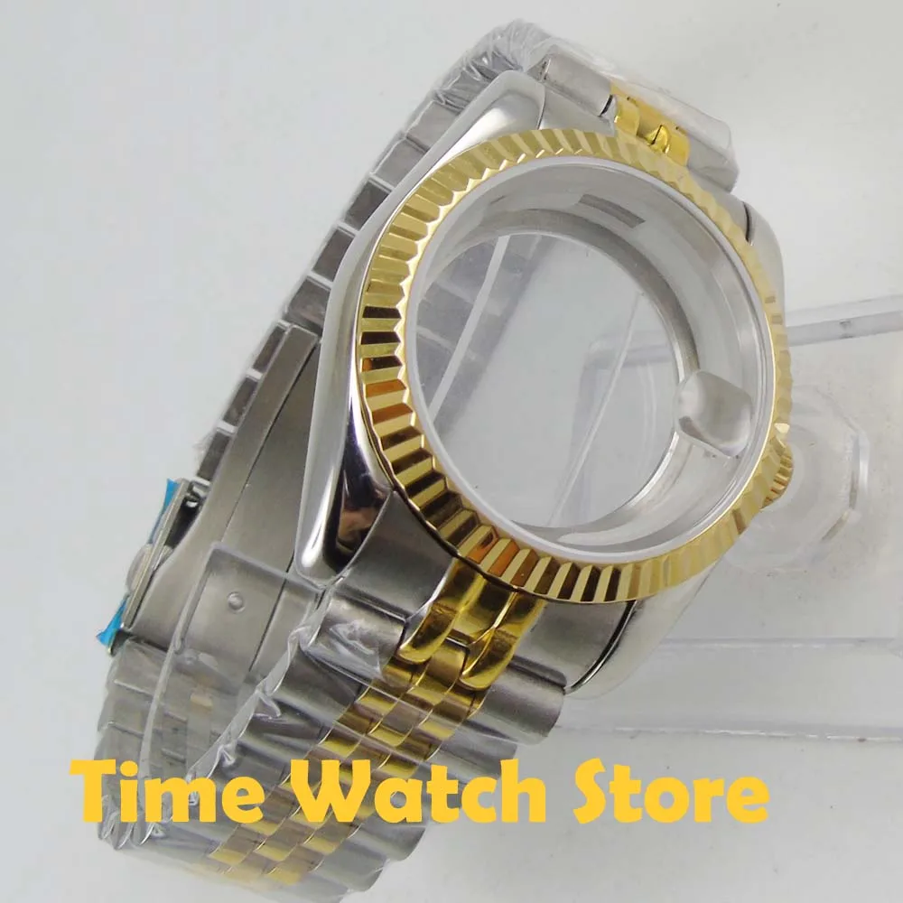 36 мм чехол для часов водонепроницаемый браслет сапфировое стекло позолота