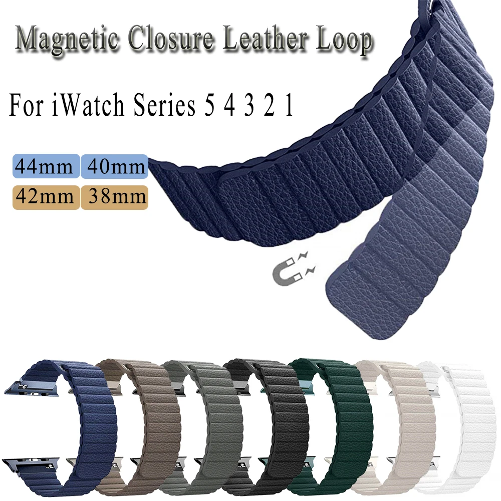 Ремешок из натуральной кожи на магнитной застежке для Apple Watch Band 42 мм 44 38 40 Wrisband iWatch