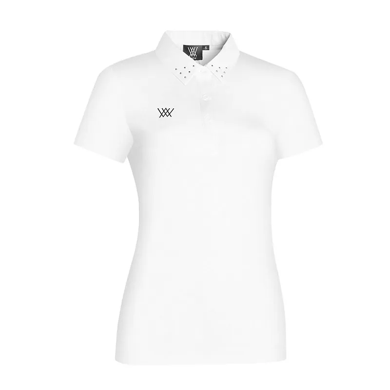 Женские рубашки поло для гольфа с коротким рукавом и заклепками Защита от УФ