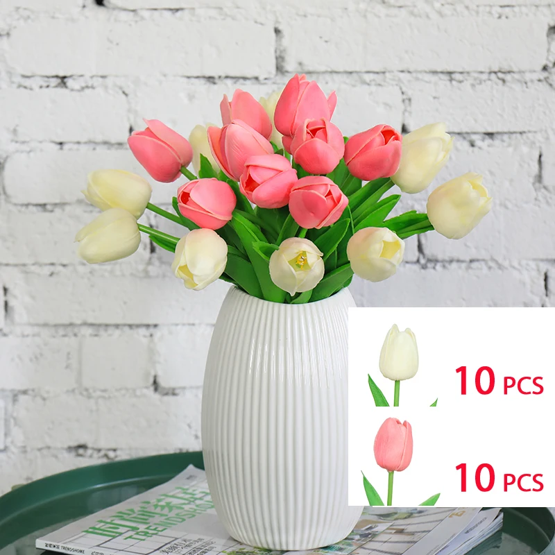 SMTYJX004 28 шт. тюльпан Флорес Искусственные цветы латекс Tulipany красота навсегда Свадебный Роскошный домашний декор осень украшения подарок на день Святого Валентина - Цвет: SMTYJX004