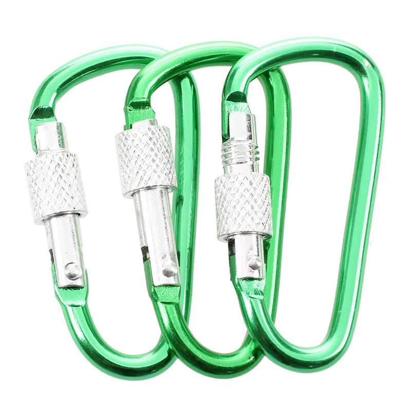 

3 Pcs 5Cm Length Spring Loaded Gate Aluminum Alloy Locking Carabiner